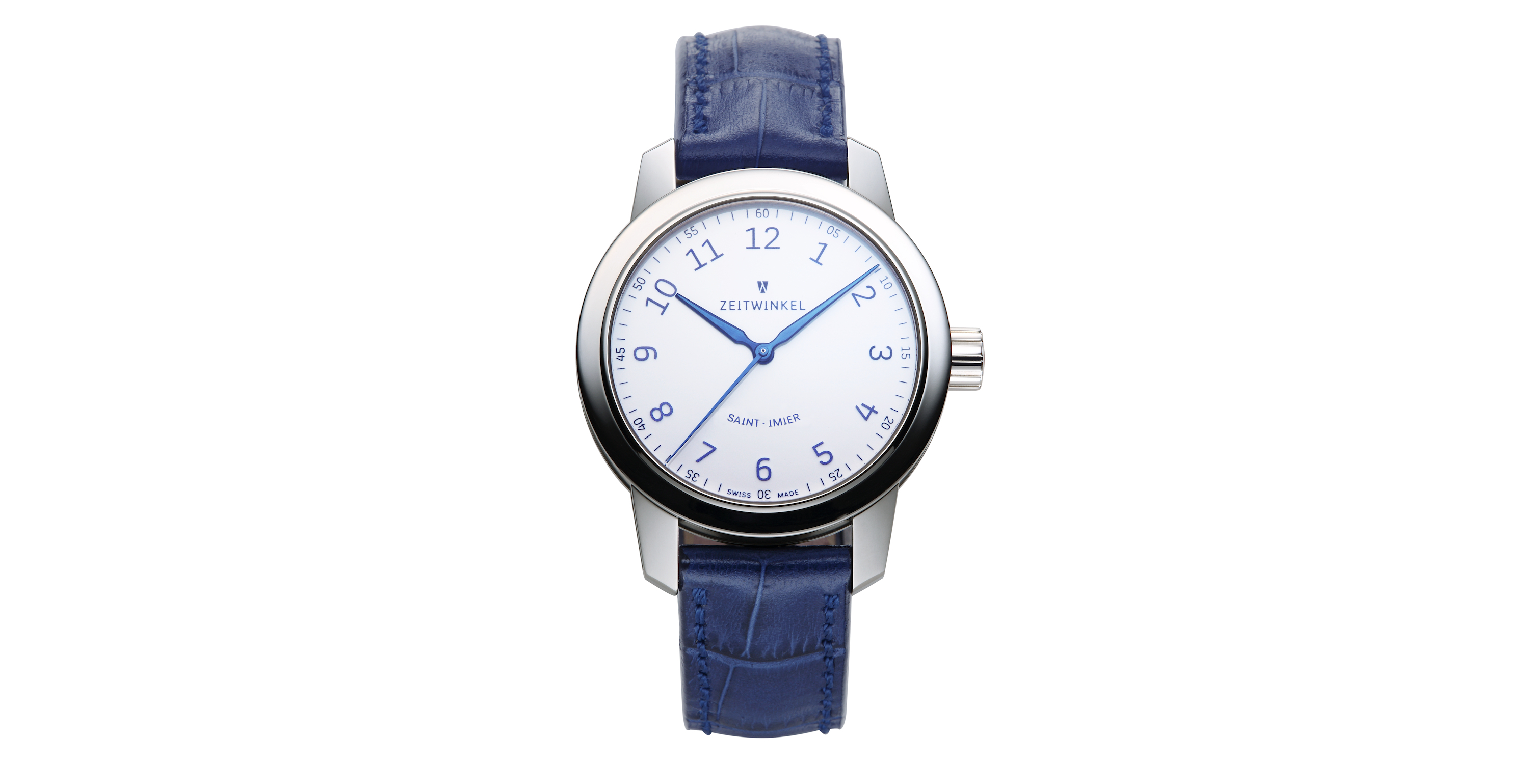 Hand-assembled Swiss watch Zeitwinkel 082° Email Grand Feu with enamel dial, handmade watch hands and manufacture movement ZW0102